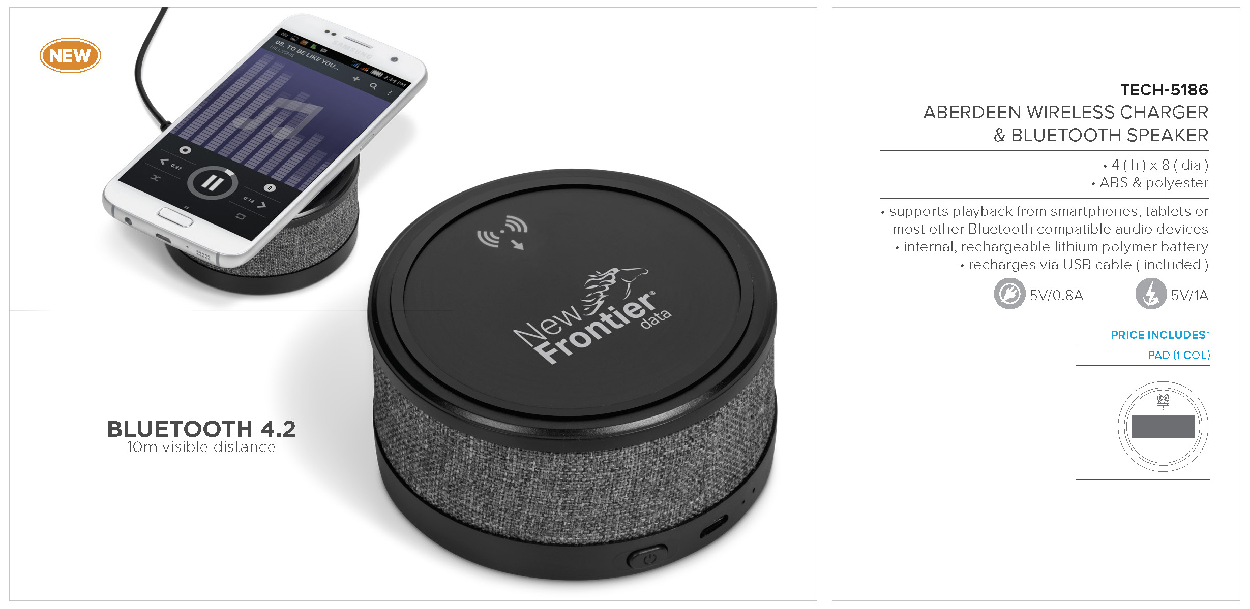 Aberdeen Wireless Charger & Bluetooth Speaker